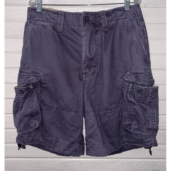 NWT Trailer Cargo Shorts Mens Sz 32 Heavy Duty Cotton Khaki Blue Drawstring - Picture 1 of 10